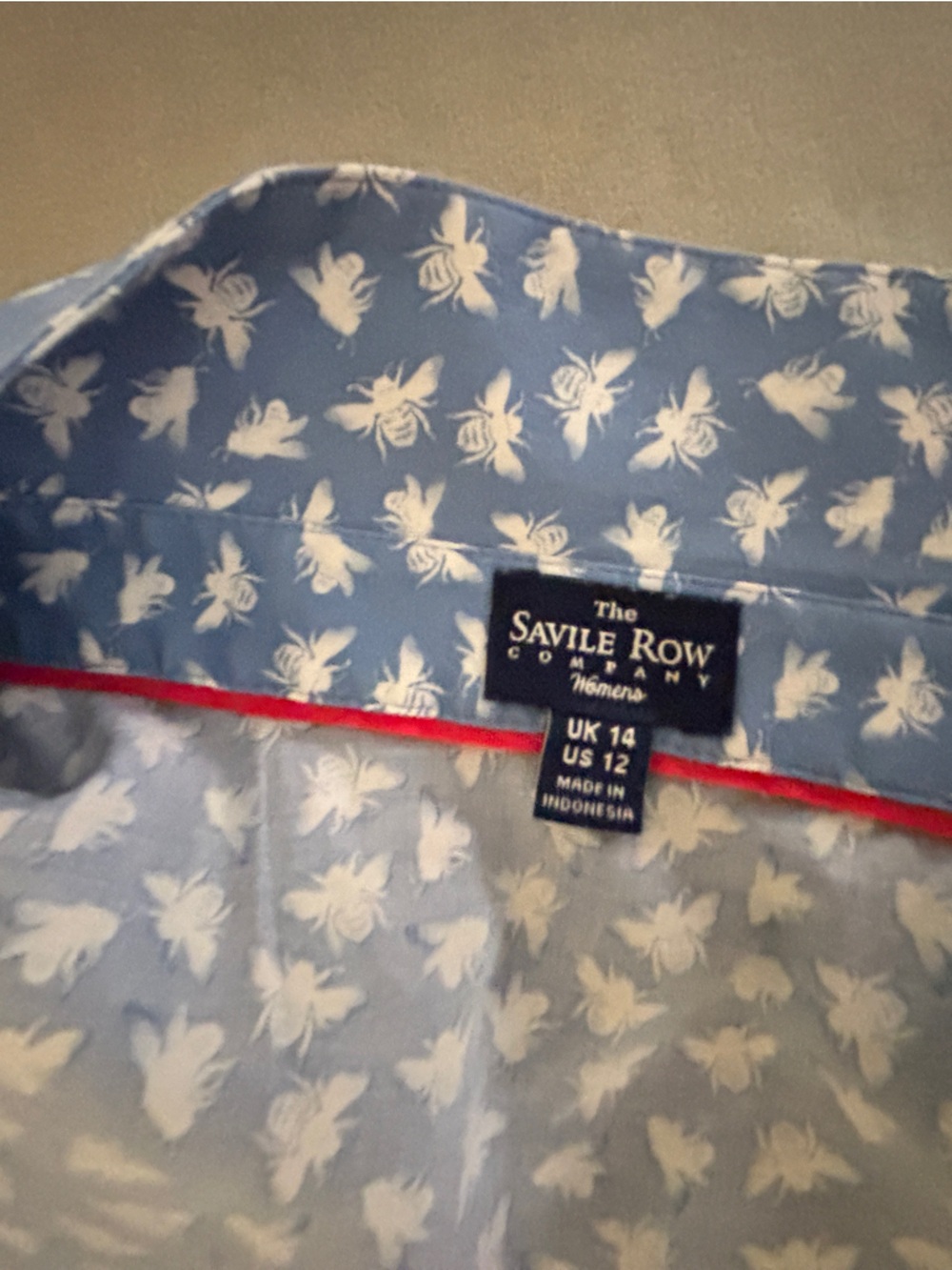 Saville Row Company Bumblee Print Blue Cotton Summer Dress Women’s Sz 12 - Picture 13 of 13